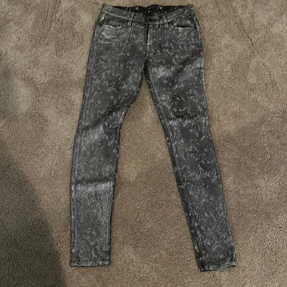 Gunmetal patterned Seven for All Mankind pocketed pants sz 27 - Picture 1 of 5